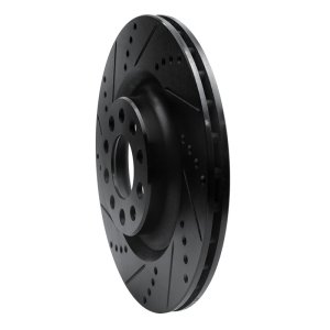 Alfa Romeo Stelvio Brake Rotor (1) - Rear Left - R1 Concepts - Drilled & Slotted - Black - `17-`25